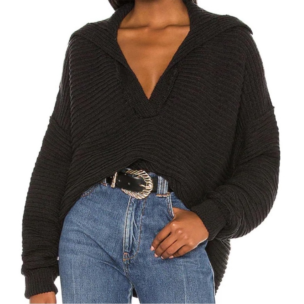 Free People Marlie Pullover Sweater Black - M